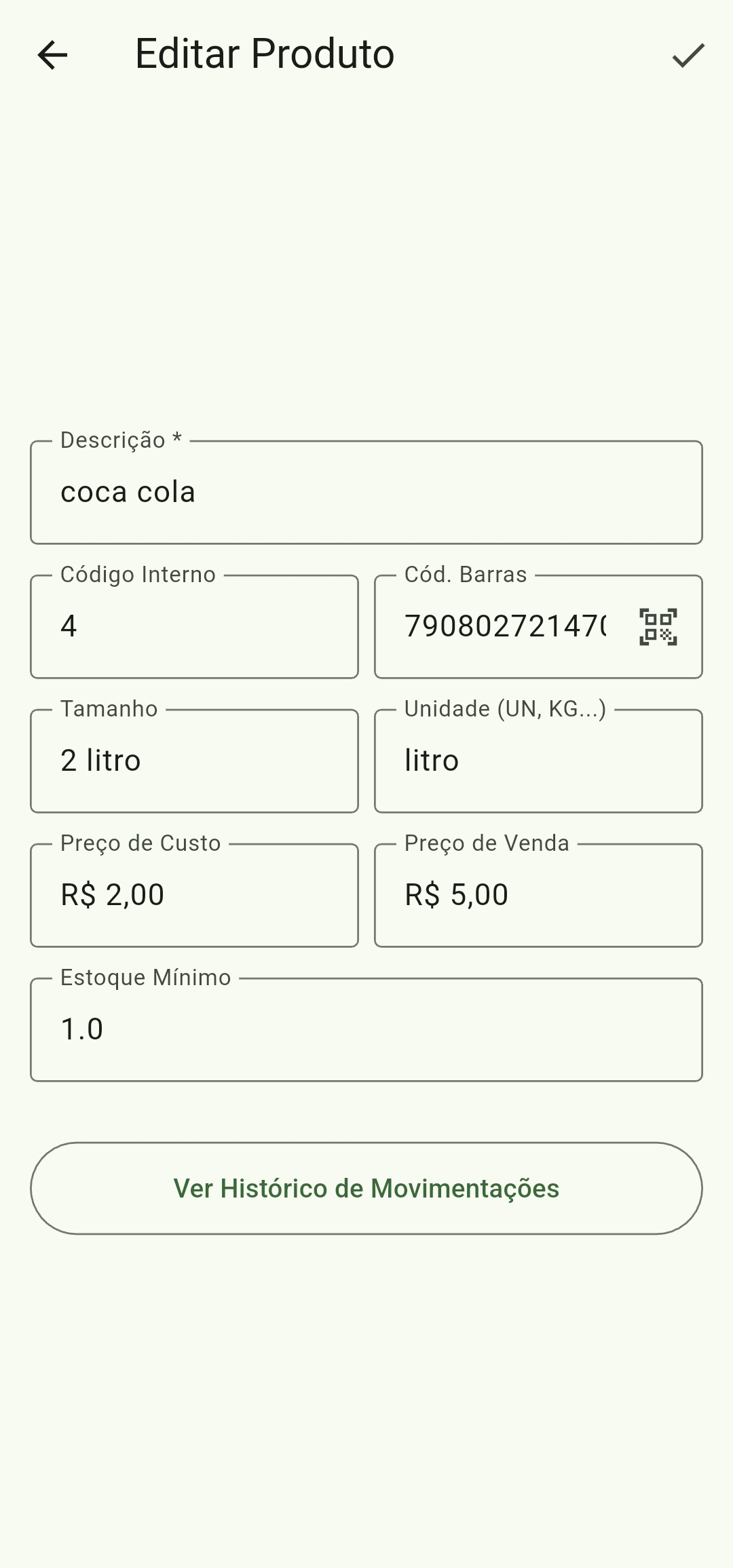 Tela 1 do Estoque Alerta