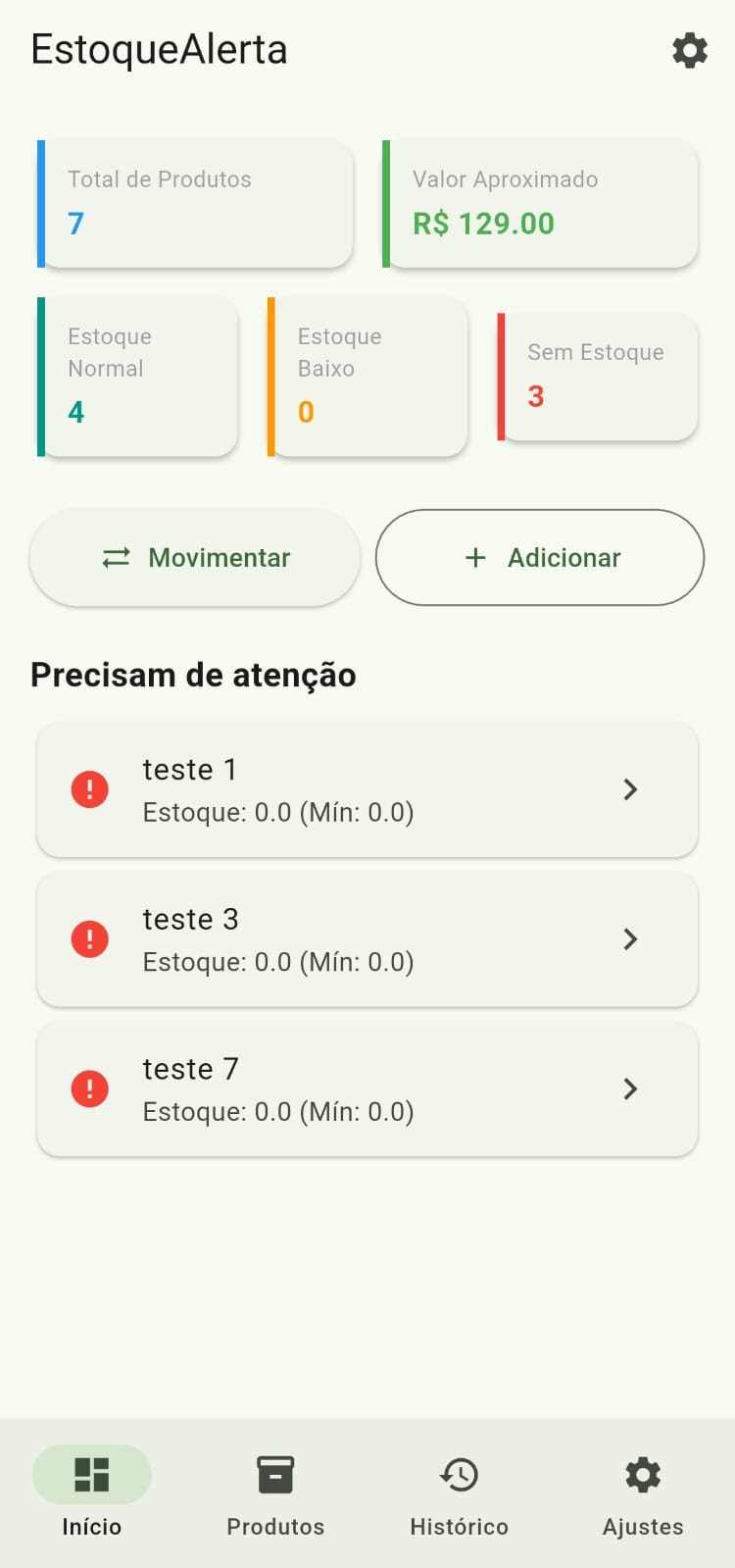 Tela 5 do Estoque Alerta
