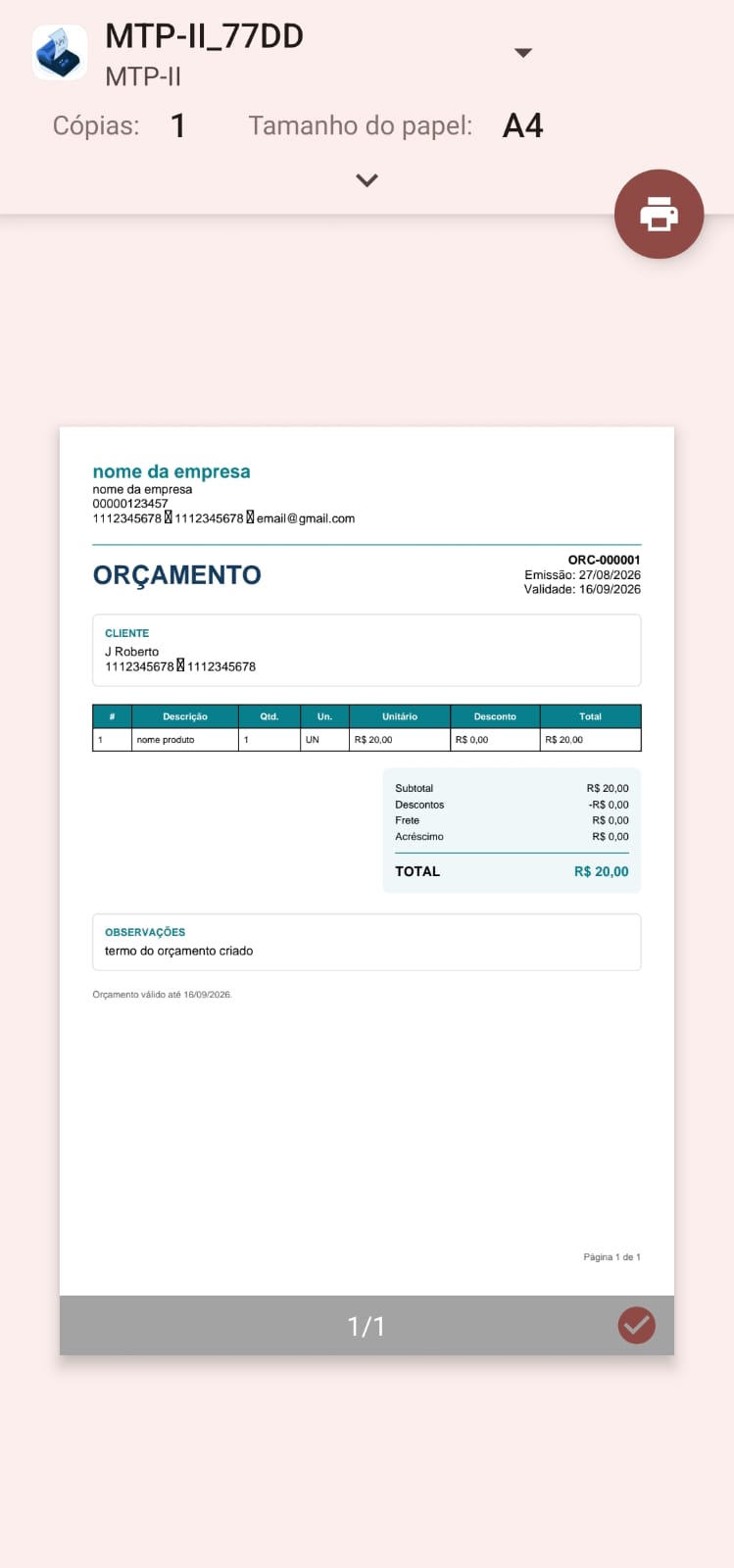 Tela 1 do OrçaJá