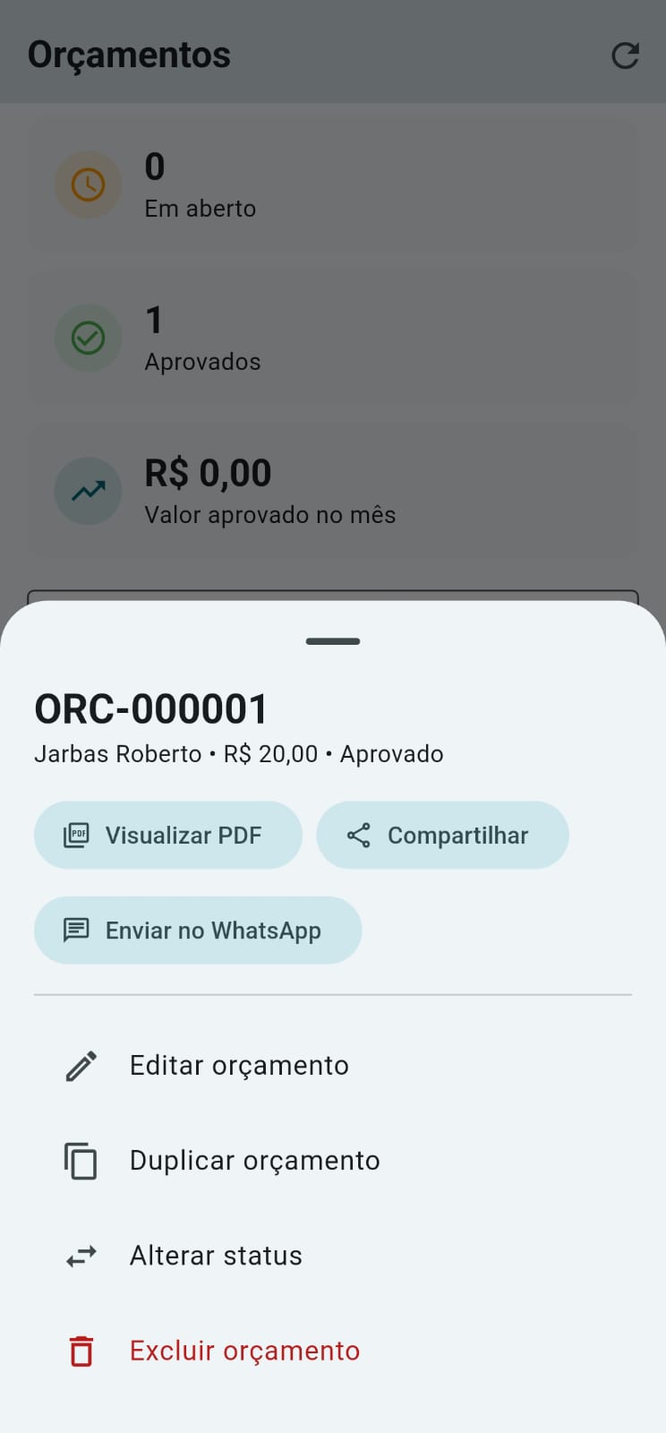 Tela 2 do OrçaJá