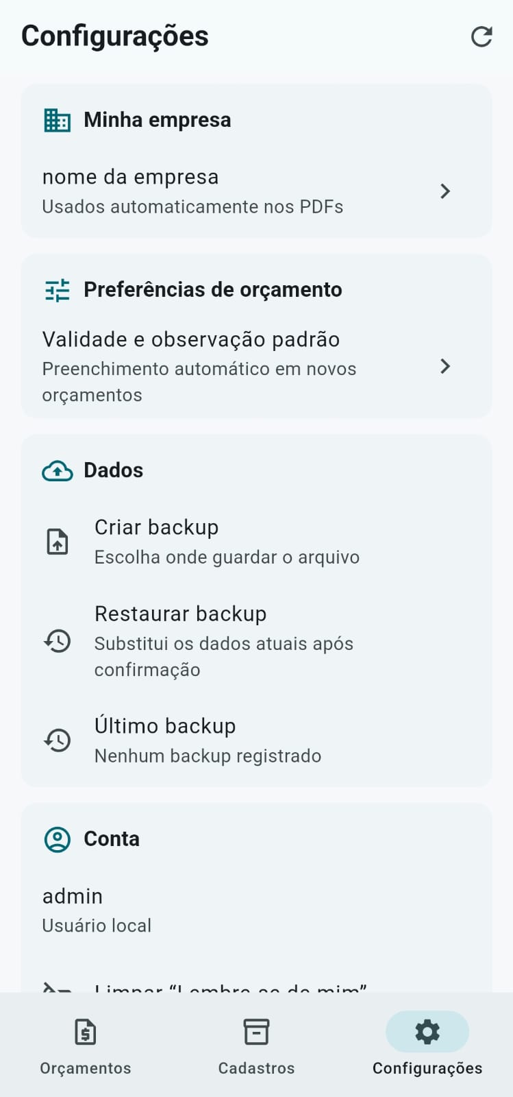 Tela 3 do OrçaJá