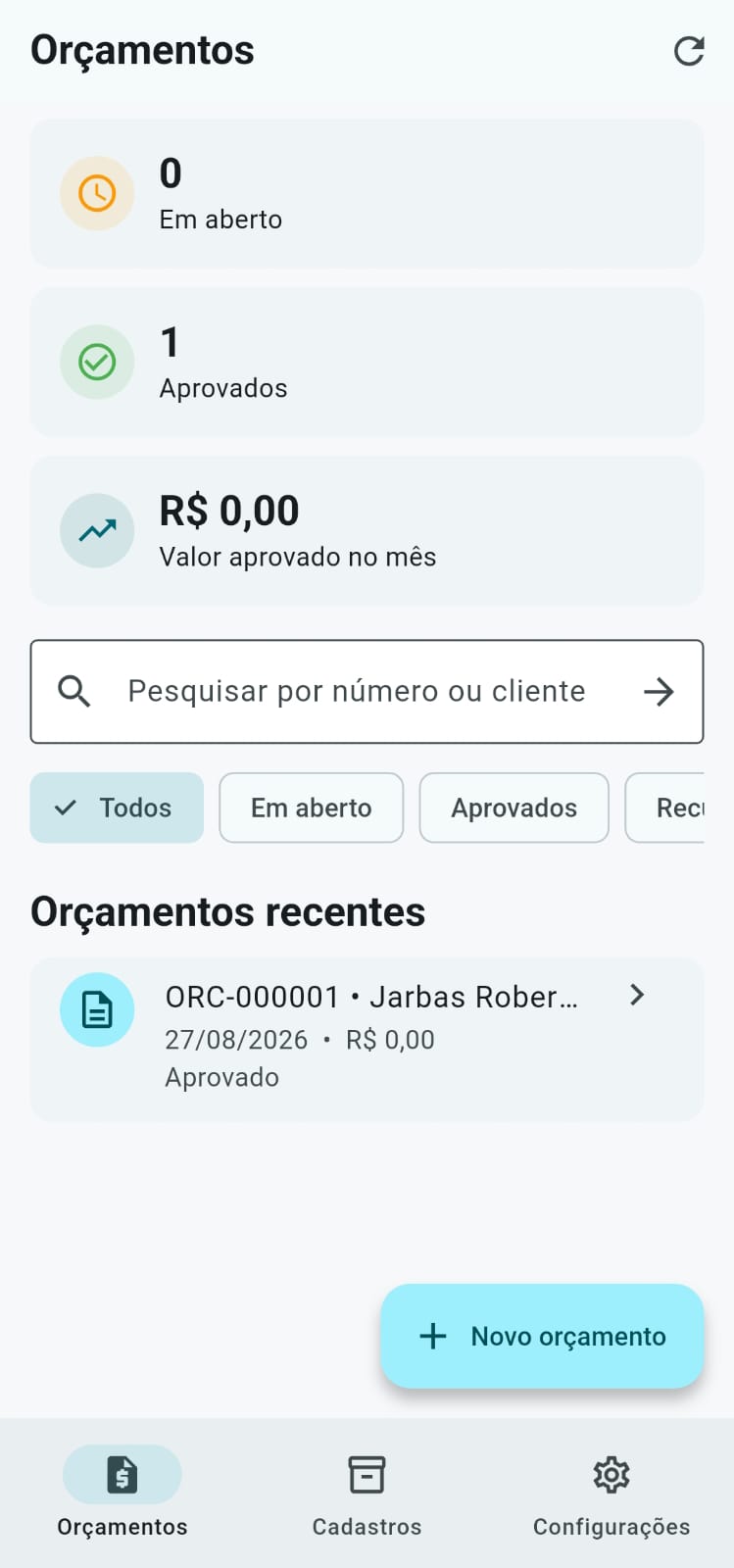 Tela 6 do OrçaJá