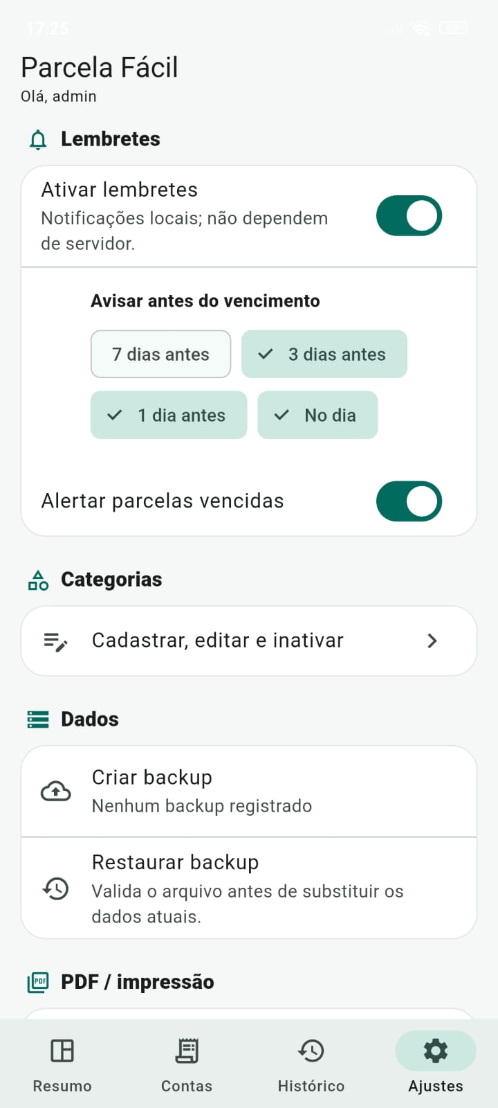 Tela 2 do Parcela Fácil