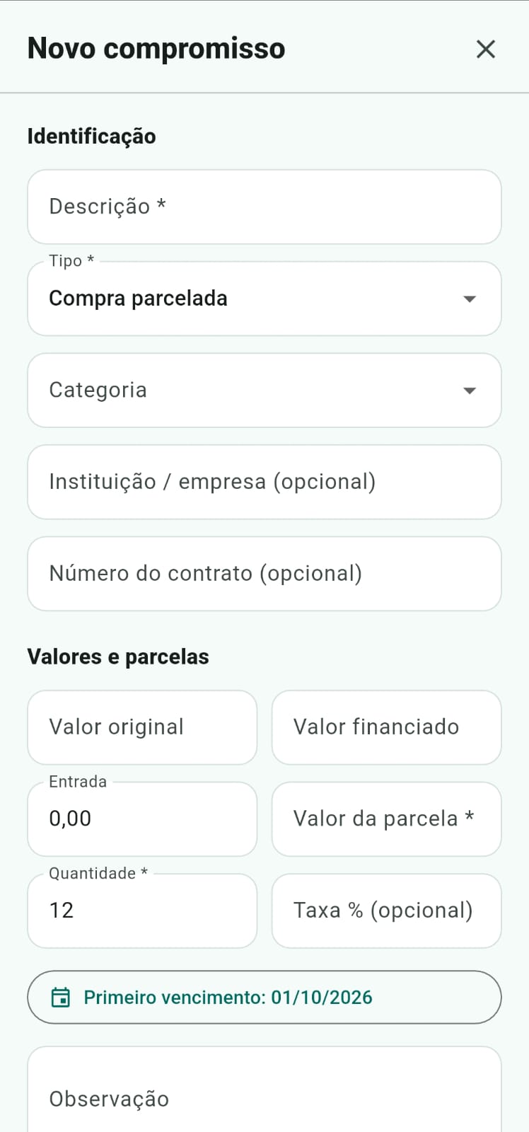 Tela 3 do Parcela Fácil