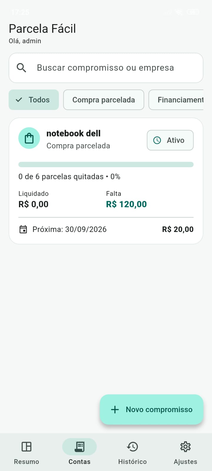 Tela 4 do Parcela Fácil