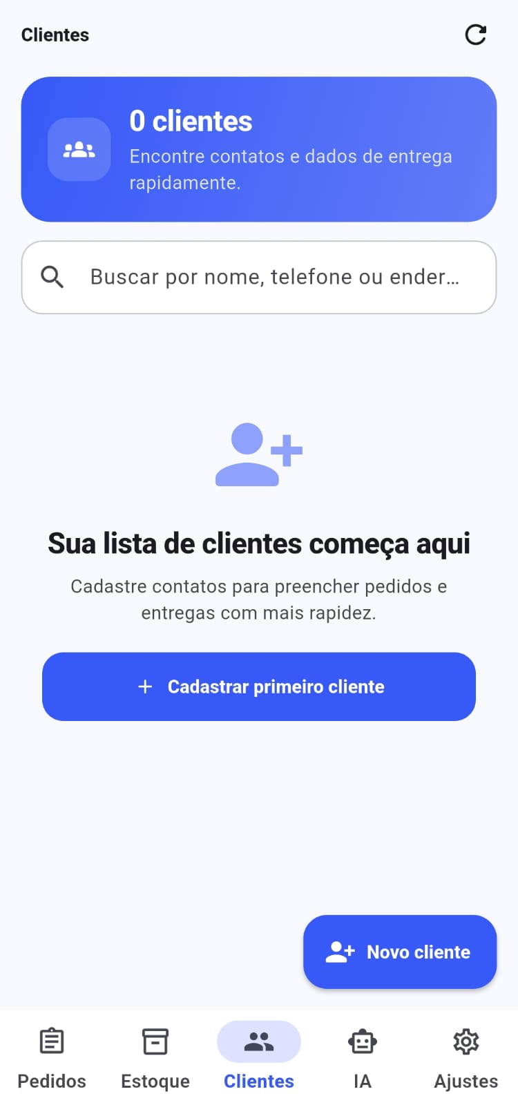 Tela 1 do Pedido Pronto